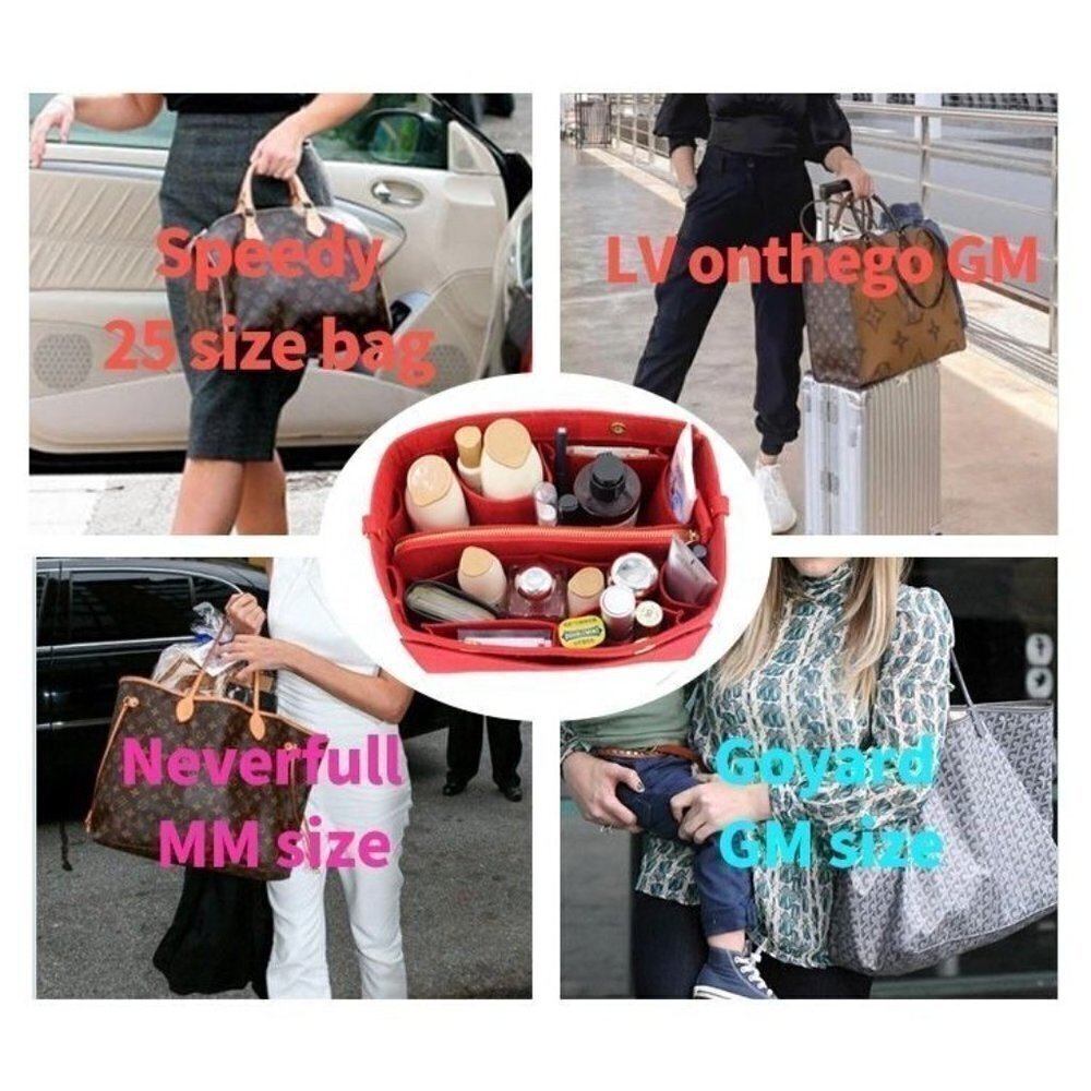 Purse Organizer Insert  Neverful GM for Louis Vuitton bags /Speedy 35 Extralarge - Picture 9 of 10